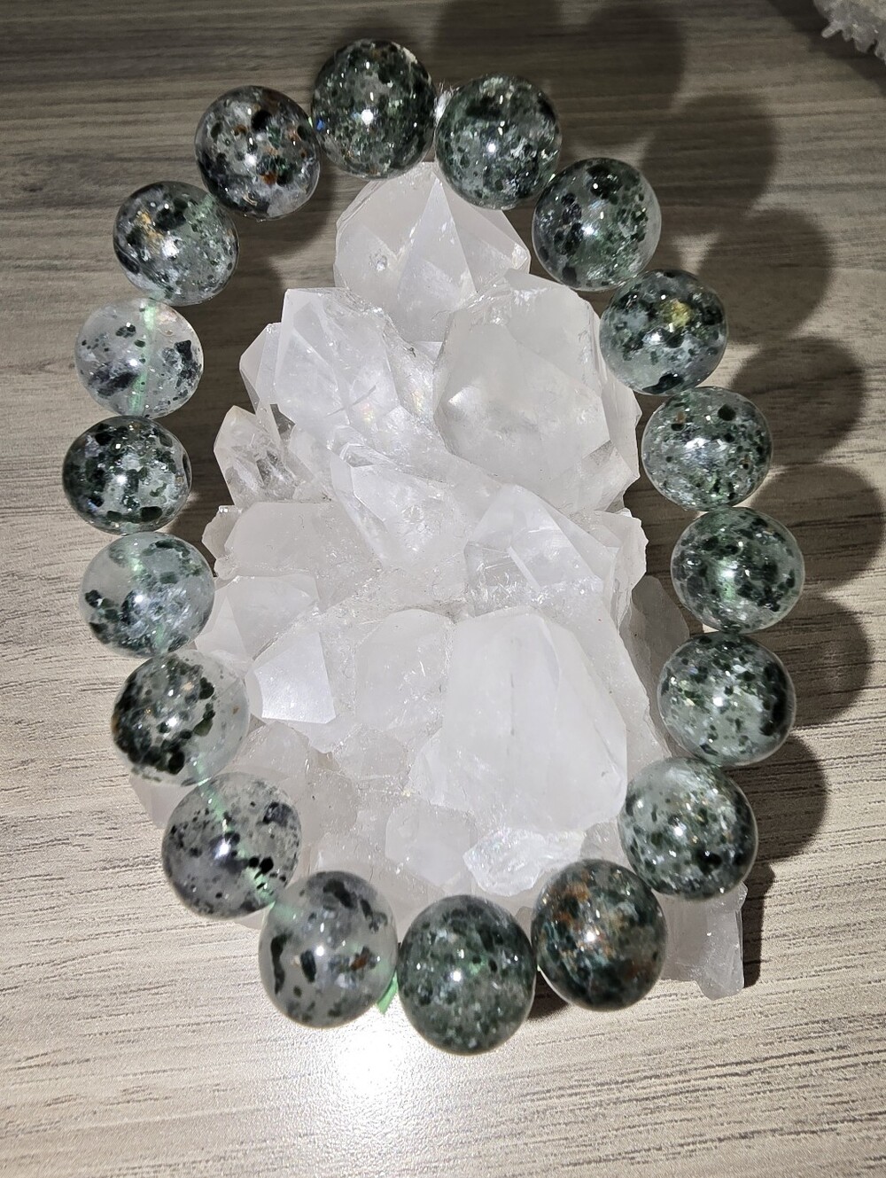 Green Mica 11mm Beaded Stretch Bracelet - Women Jewelry
